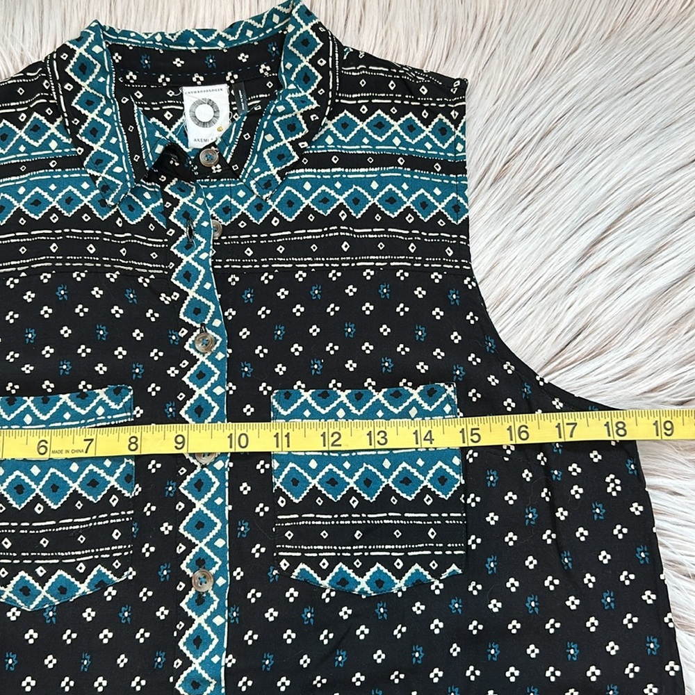 Akemi + Kin Anthropologie Ira Tribal Print Tunic Top Women's Small Black Blue - Picture 4 of 8